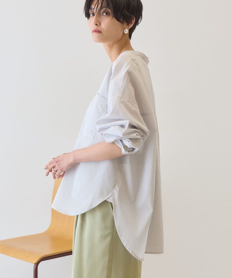 AMERICAN HOLIC「【イージーケア】ストライプVネックシャツ」|シャツ・ブラウス|