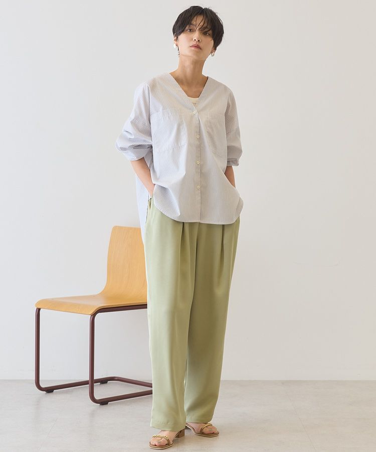 AMERICAN HOLIC「【イージーケア】ストライプVネックシャツ」|シャツ・ブラウス|