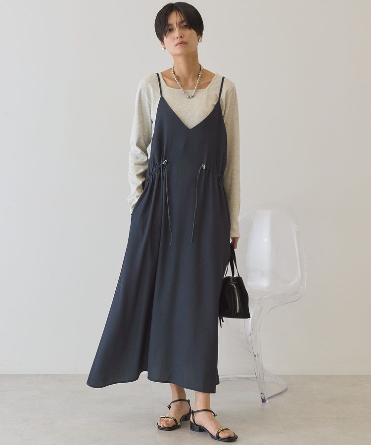 AMERICAN HOLIC「サイドシャーリングVネックドットキャミワンピース」|ワンピース|