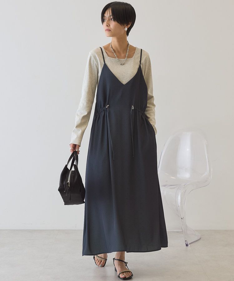 AMERICAN HOLIC「サイドシャーリングVネックドットキャミワンピース」|ワンピース|