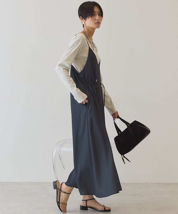 AMERICAN HOLIC「サイドシャーリングVネックドットキャミワンピース」|ワンピース|