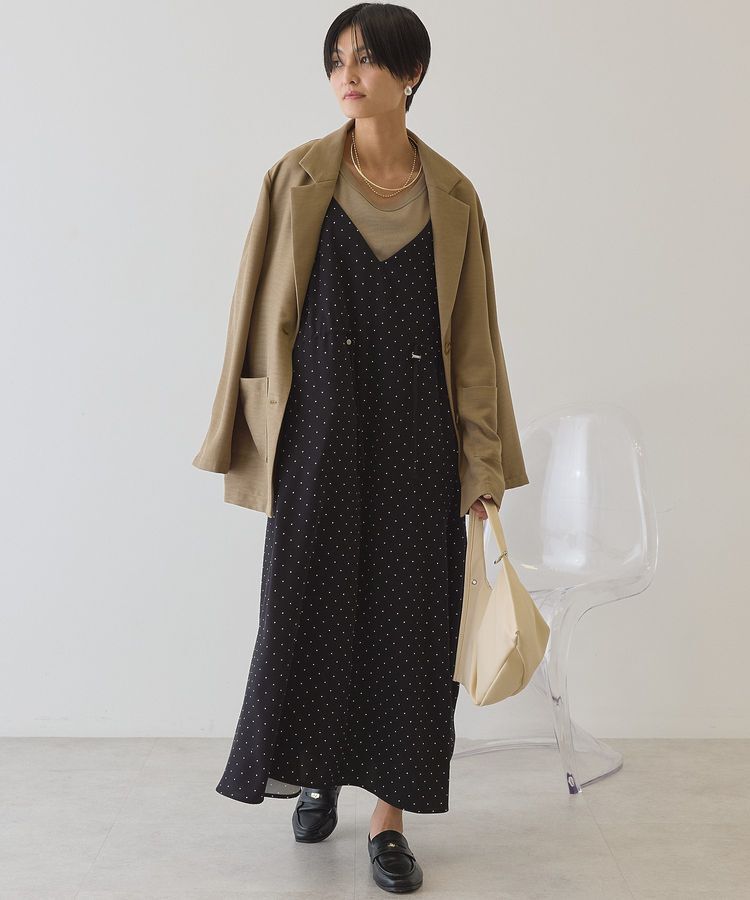 AMERICAN HOLIC「サイドシャーリングVネックドットキャミワンピース」|ワンピース|