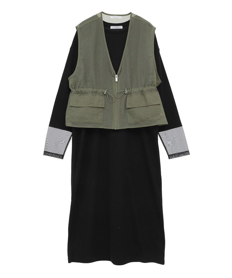 Green Parks「SET2点シアーナイロンベスト+リブワンピース」|ワンピース|Black