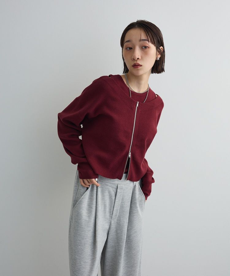 AnriettMusee「SET2点Zipニットカーディガン+アメスリタンク」|ニット・セーター|Bordeaux