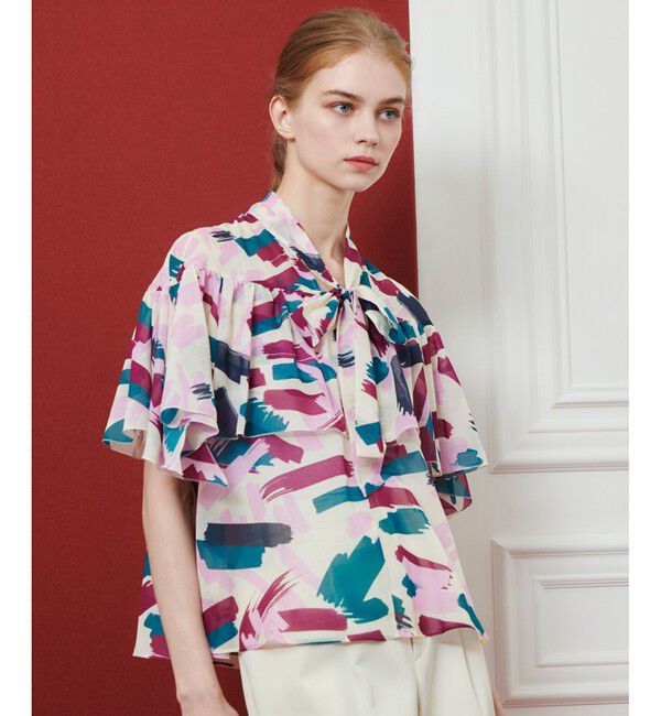 LOULOU WILLOUGHBY「【LOULOU WILLOUGHBY】ブラッシュプリントブラウス」|シャツ・ブラウス|