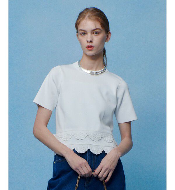 LOULOU WILLOUGHBY「【LOULOU WILLOUGHBY】パンチングスカラプルオーバー」|ニット・セーター|オフホワイト