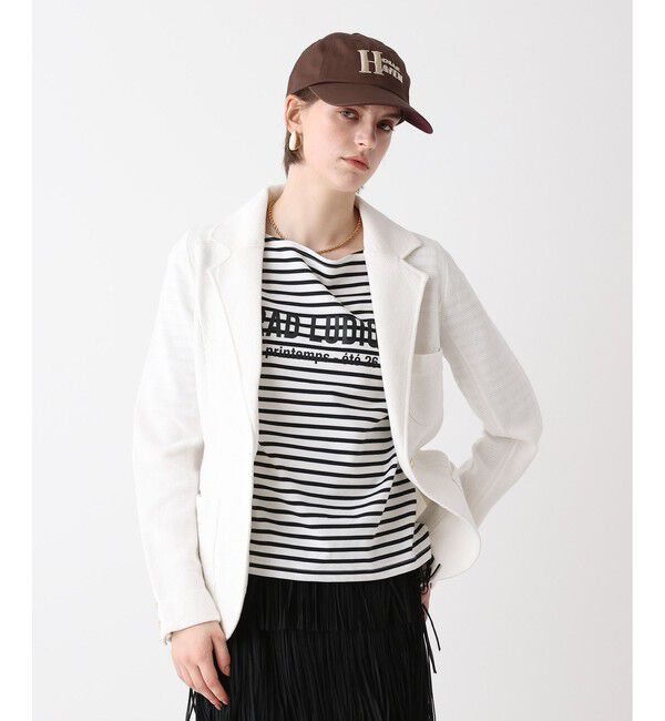 allureville「カノコストレッチニットジャケット」|テーラードジャケット|オフホワイト