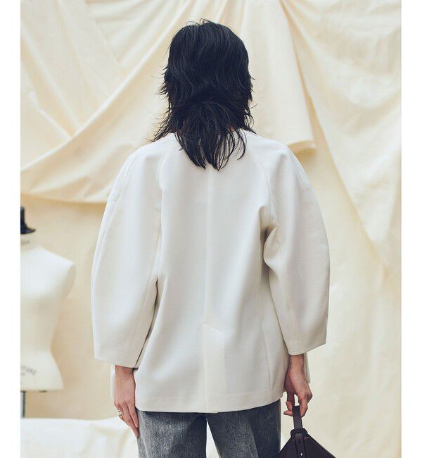 allureville「【ATELIER Line】ダブルクロスカラーレスジャケット」|ノーカラージャケット|