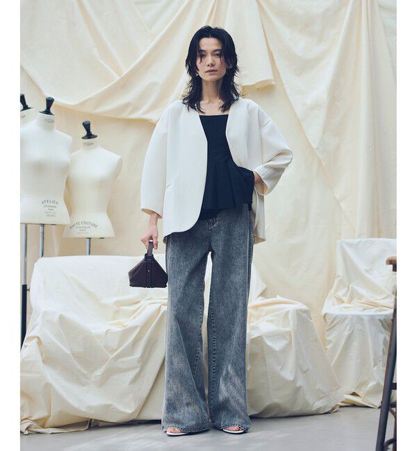 allureville「【ATELIER Line】ダブルクロスカラーレスジャケット」|ノーカラージャケット|