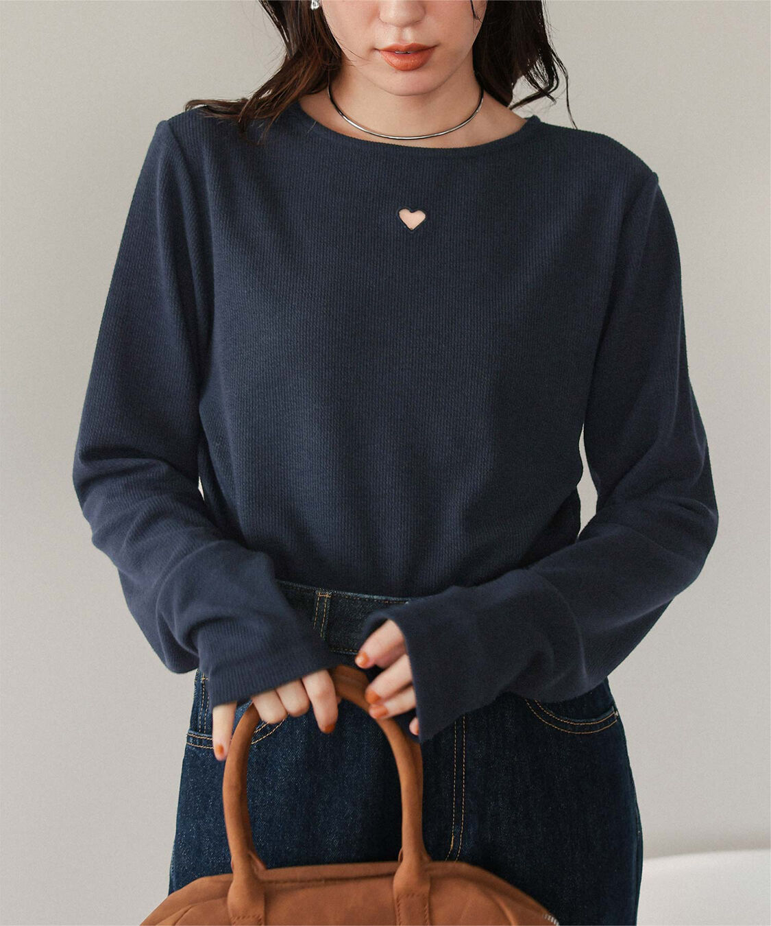 titivate「ハートカット刺繍前後2wayカットソー」|Tシャツ・カットソー|ダークネイビー