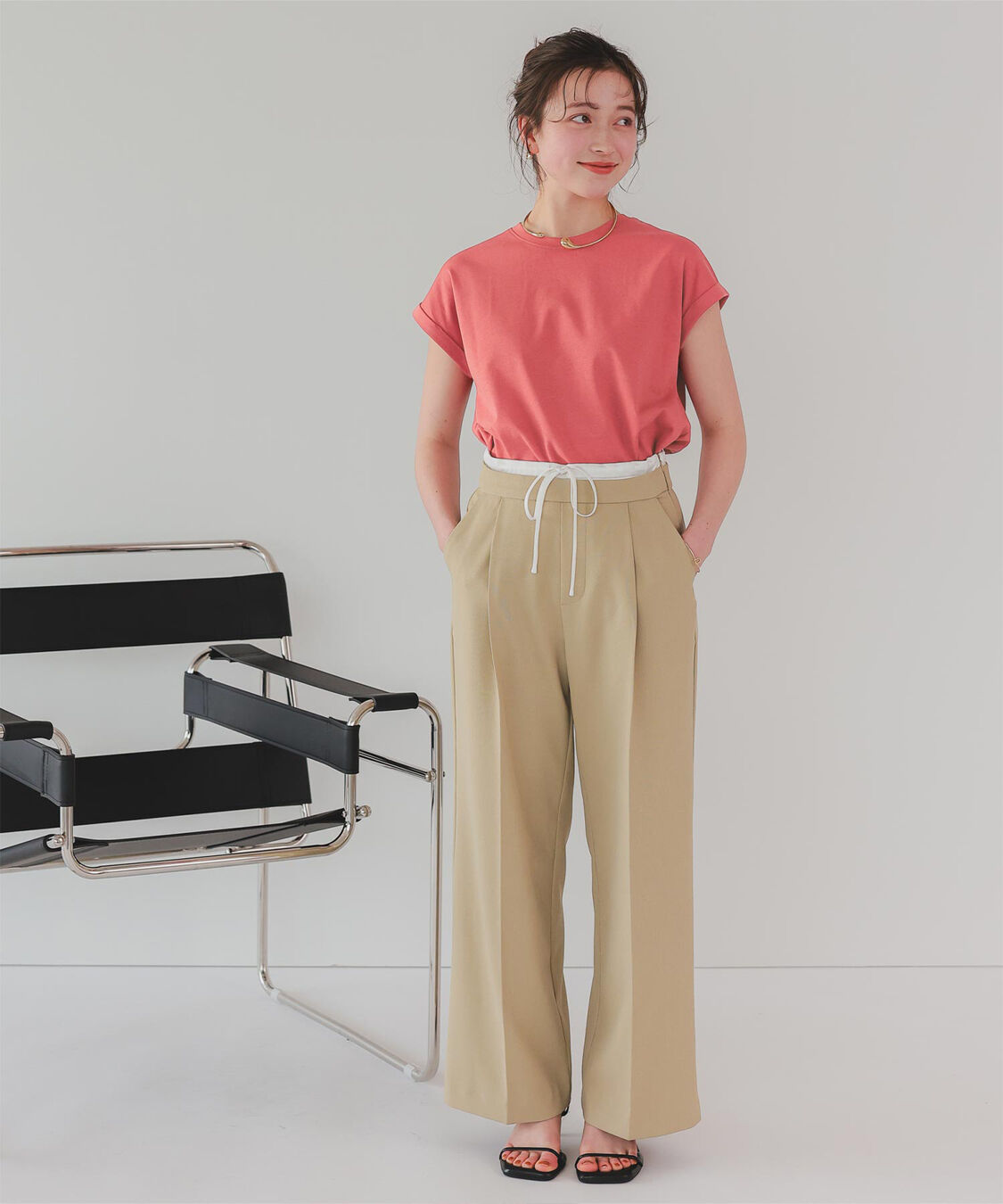 titivate「汗染み防止ダブルカフスTシャツ」|Tシャツ・カットソー|ローズ