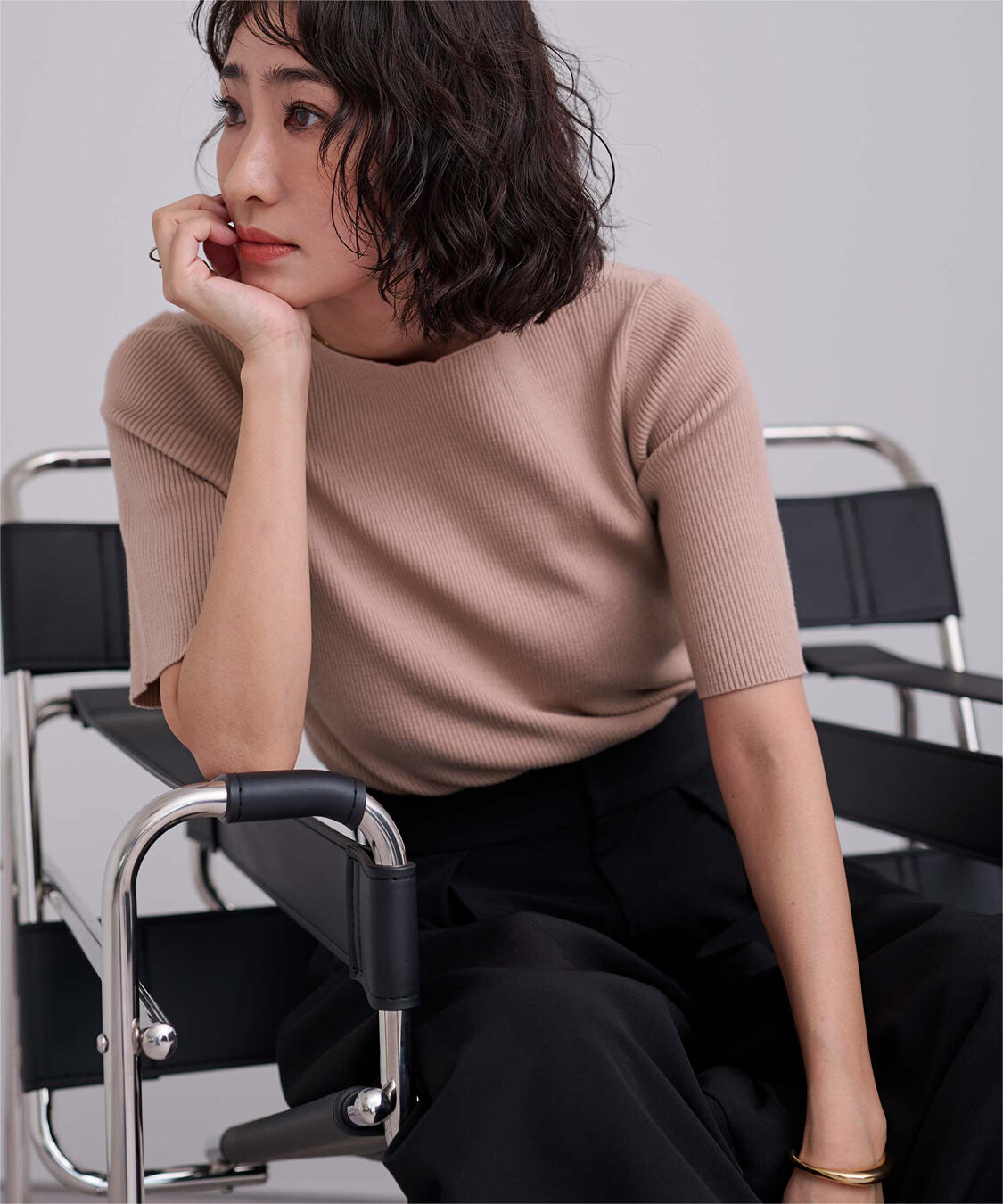 ur's「ボートネックハーフスリーブリブニット」|ニット・セーター|