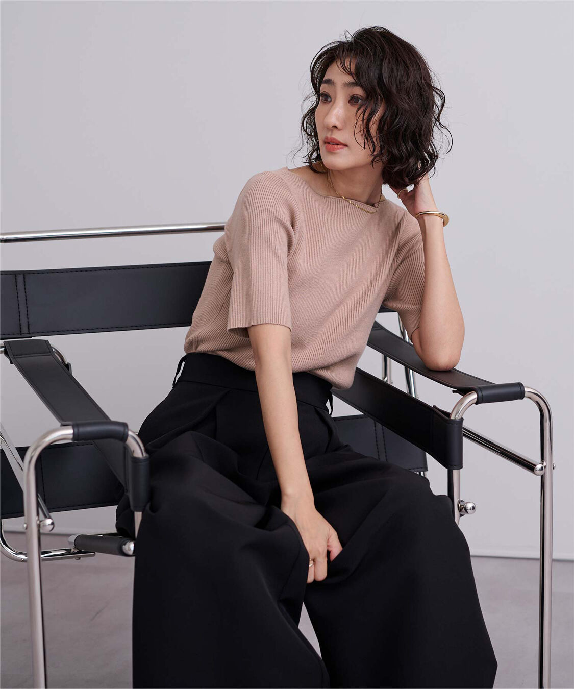 ur's「ボートネックハーフスリーブリブニット」|ニット・セーター|