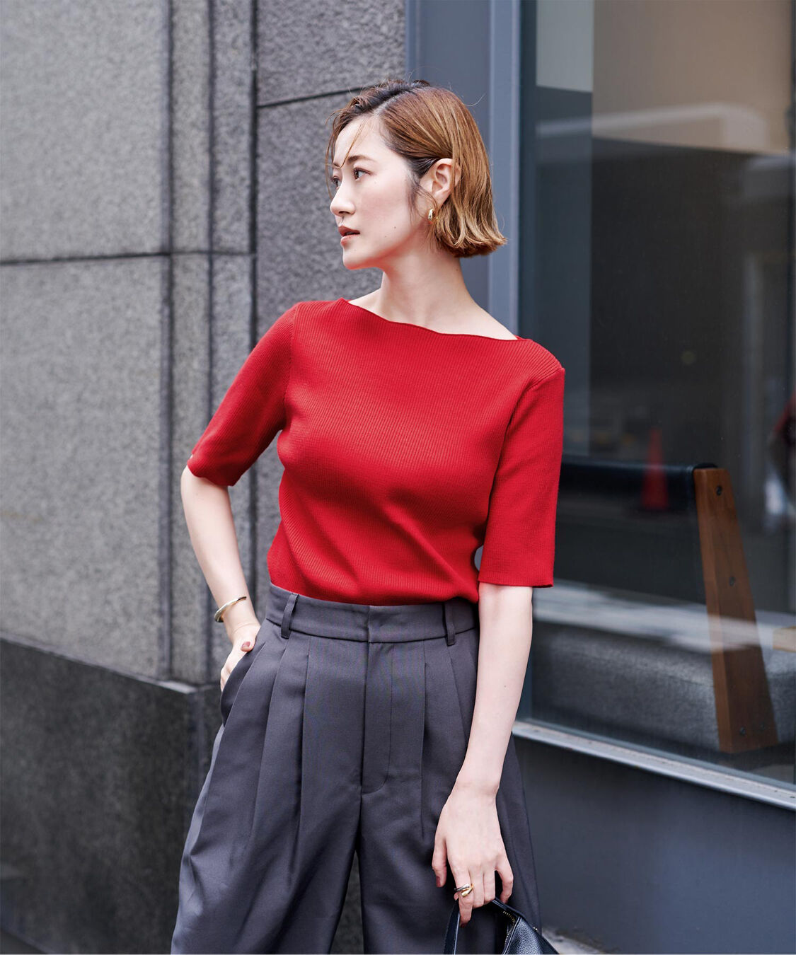 ur's「ボートネックハーフスリーブリブニット」|ニット・セーター|