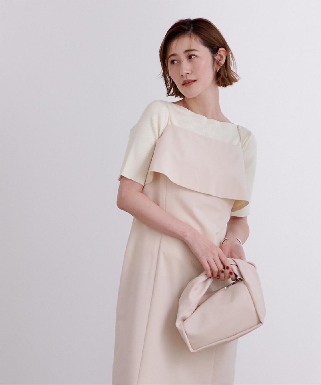 ur's「ボートネックハーフスリーブリブニット」|ニット・セーター|ホワイト