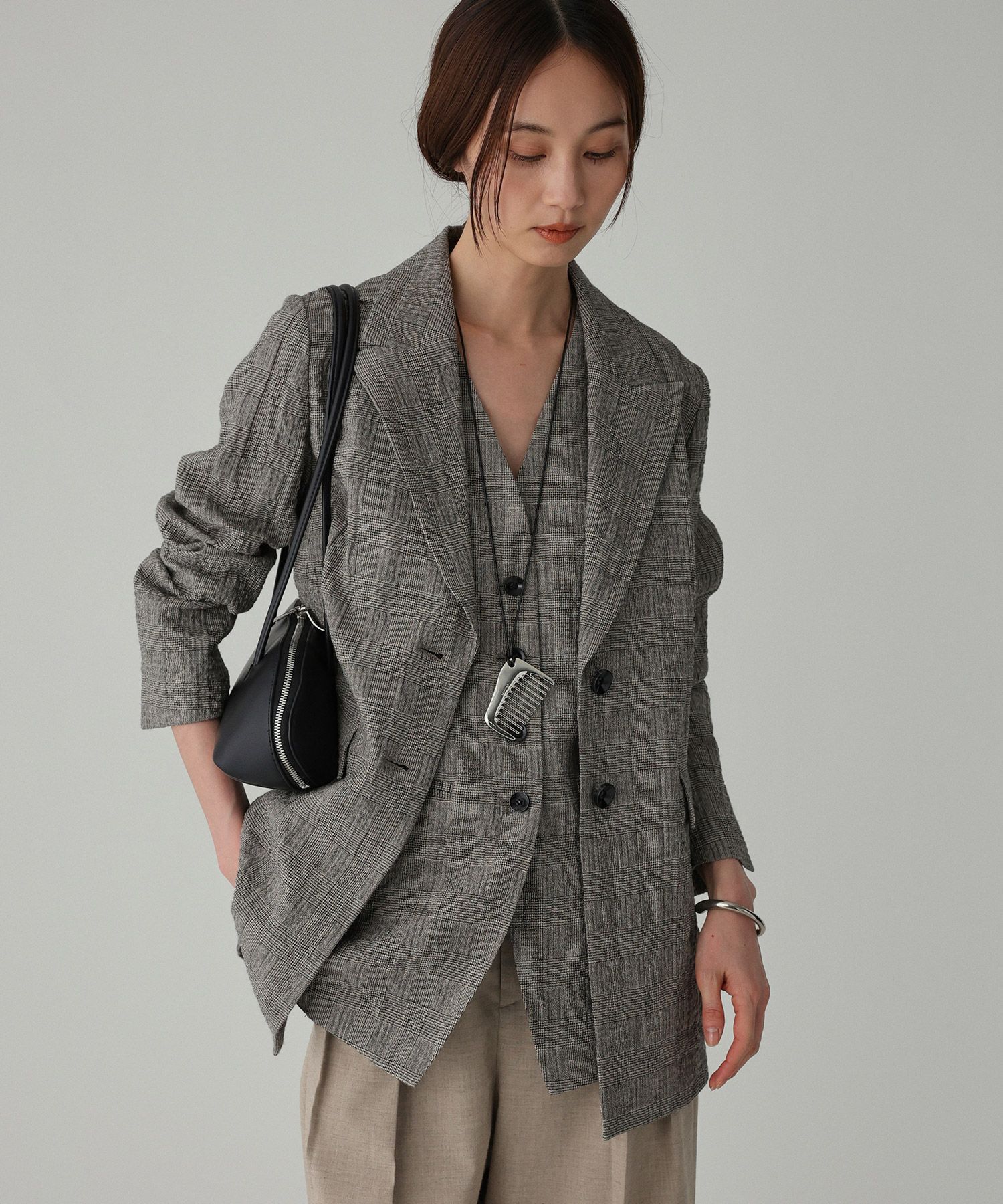 BABYLONE「クレープリネンジャケット」|テーラードジャケット|