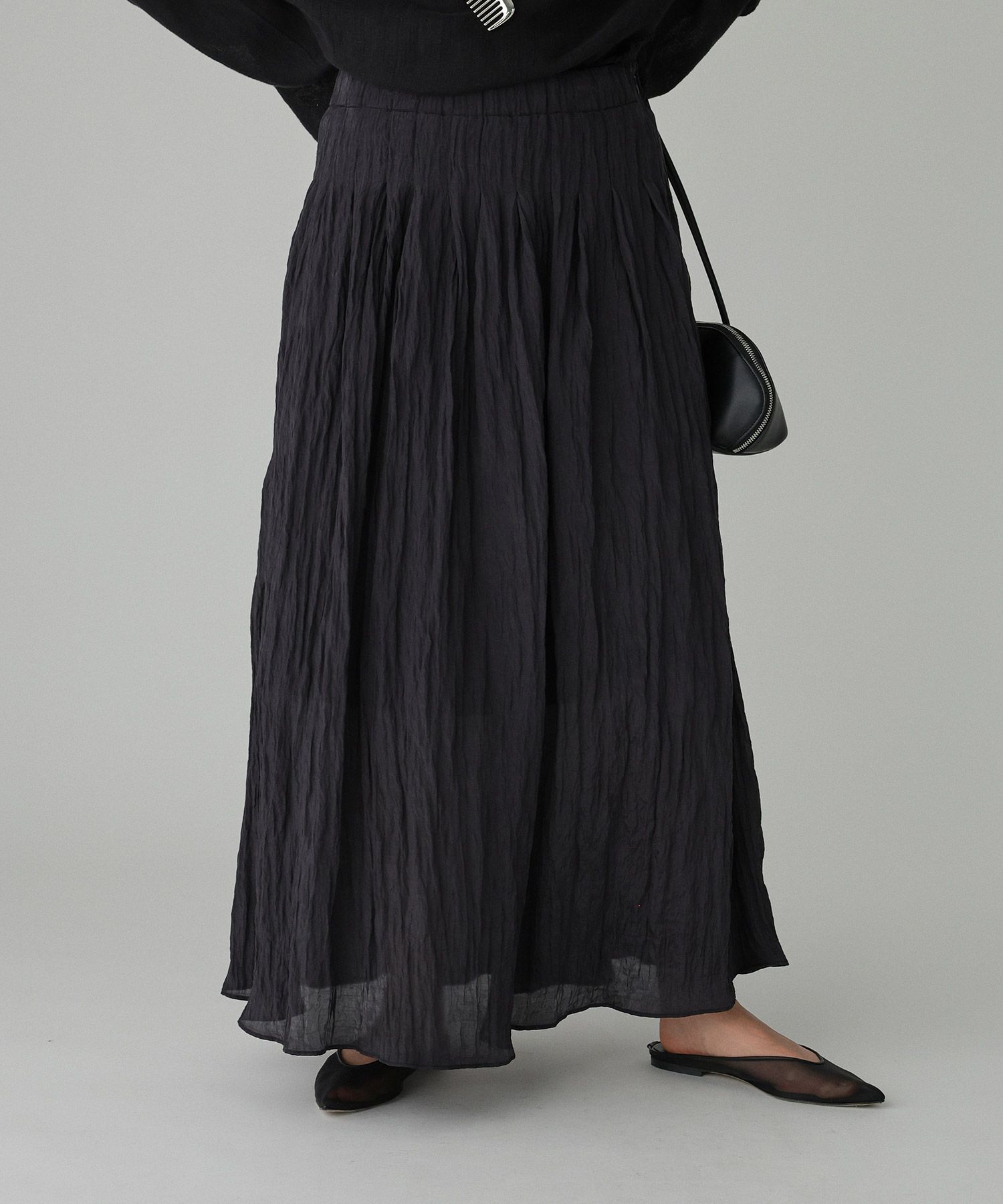 BABYLONE「楊柳タックフレアスカート」|スカート|ﾌﾞﾗｯｸ