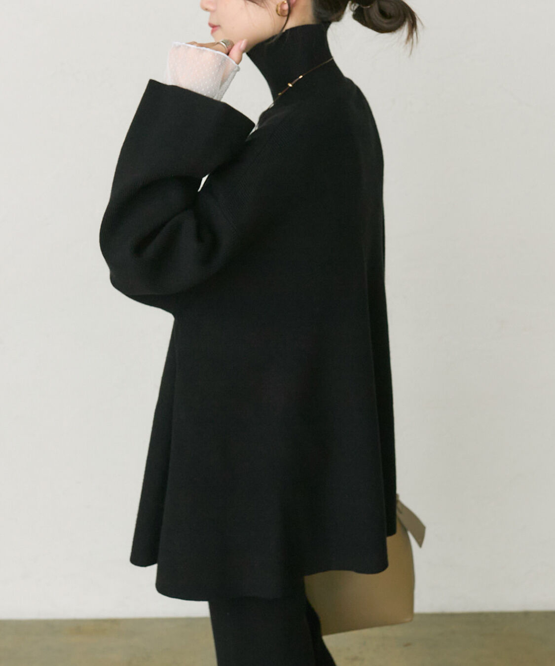  「【セットアップ対応】ハイネックフレアニットプルオーバー」|ニット・セーター|