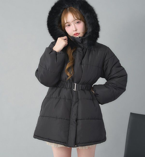 ベルト付きフェイクファーフードフェイクダウン｜ルミネのファッション