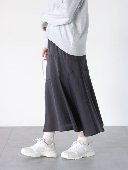 Lugnoncure「無地/ドット切替フレアスカート」|スカート|グレー