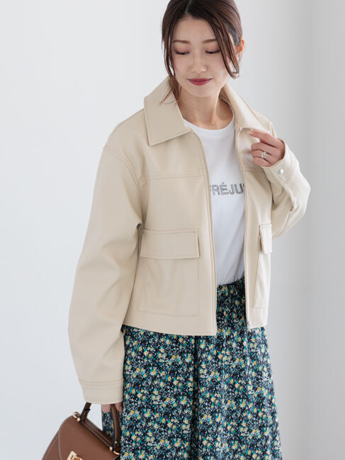 Te chichi「【宮本茉由着用】ダブルポケットジップジャケット《2025spring catalog item》」|その他|クリーム