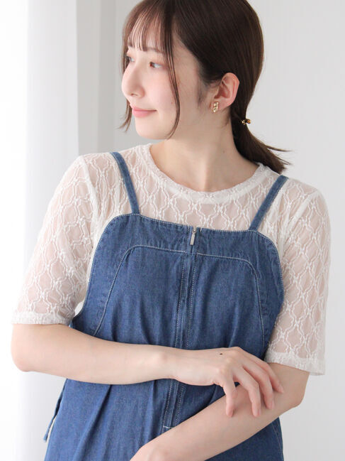 Te chichi TERRASSE「半袖レーストップス」|その他|オフホワイト