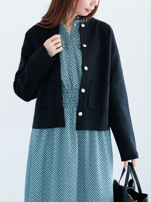 Te chichi「ミラノリブポケットクルーカーディガン」|カーディガン|ブラック