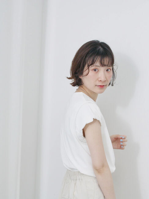 Samansa Mos2 blue「ハシゴレース付きフレンチTシャツ」|Tシャツ・カットソー|