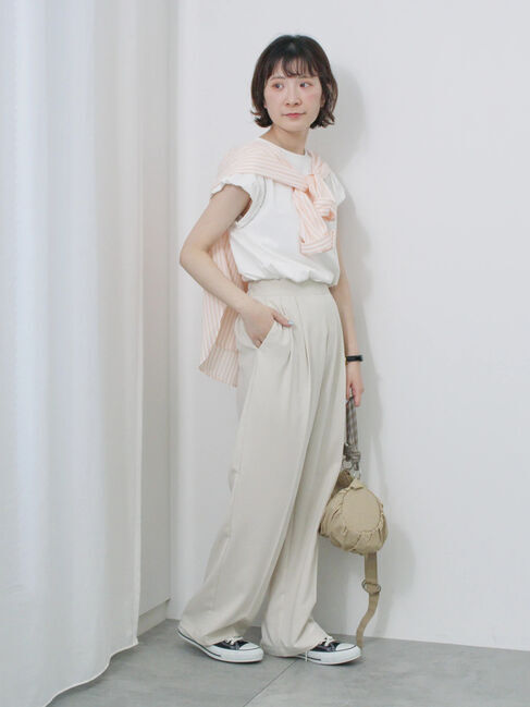 Samansa Mos2 blue「ハシゴレース付きフレンチTシャツ」|Tシャツ・カットソー|