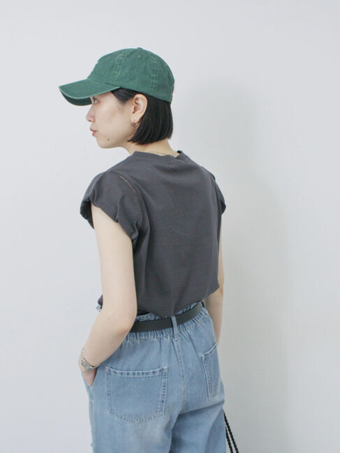 Samansa Mos2 blue「ハシゴレース付きフレンチTシャツ」|Tシャツ・カットソー|