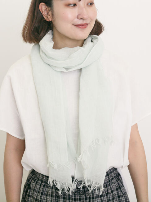Samansa Mos2「【UVカット】麻綿シワ加工ストール」|その他|ミント