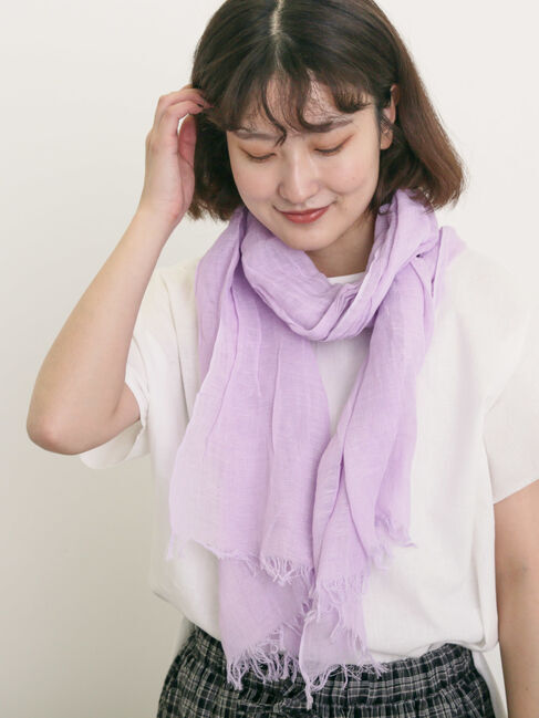 Samansa Mos2「【UVカット】麻綿シワ加工ストール」|その他|ラベンダー