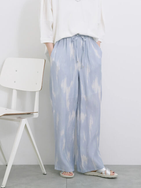 Samansa Mos2 blue「【接触冷感】水彩柄イージーパンツ」|その他|
