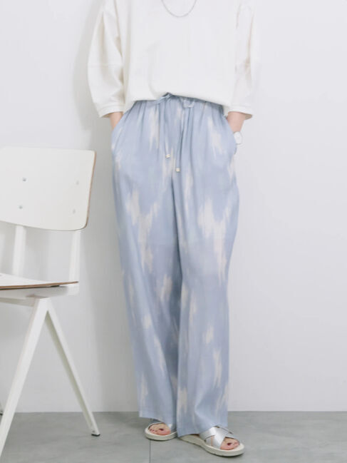 Samansa Mos2 blue「【接触冷感】水彩柄イージーパンツ」|その他|