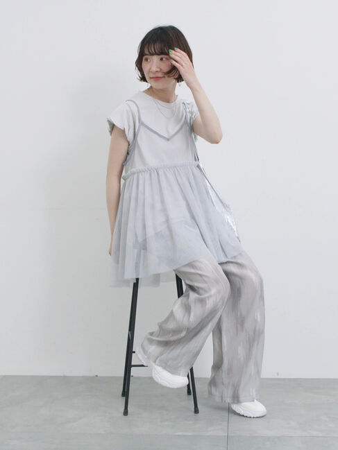 Samansa Mos2 blue「【接触冷感】水彩柄イージーパンツ」|その他|