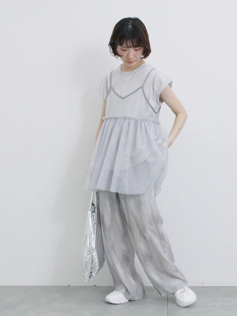 Samansa Mos2 blue「【接触冷感】水彩柄イージーパンツ」|その他|