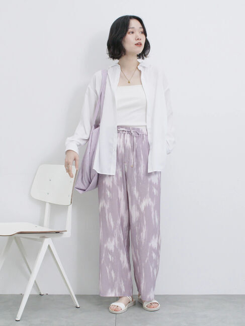 Samansa Mos2 blue「【接触冷感】水彩柄イージーパンツ」|その他|