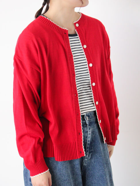 Samansa Mos2「配色スカラップカーディガン」|カーディガン|