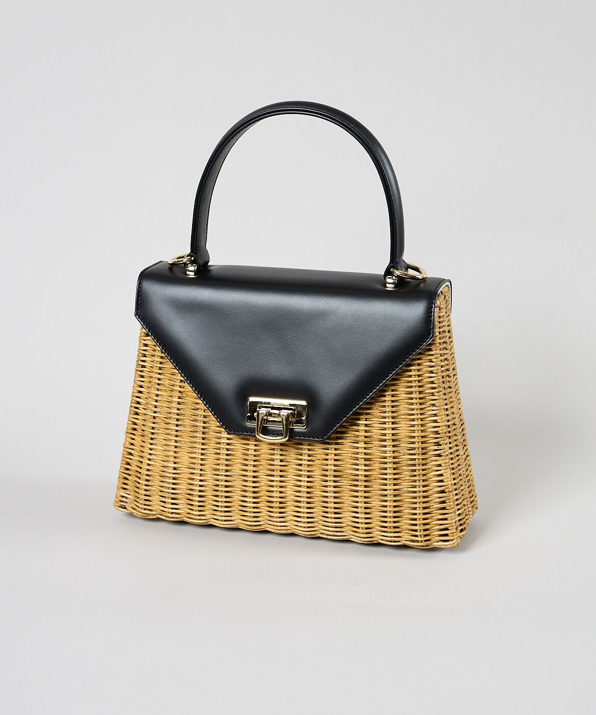 INED「Capaf ラタンショルダーバッグ」|ハンドバッグ|ブラック