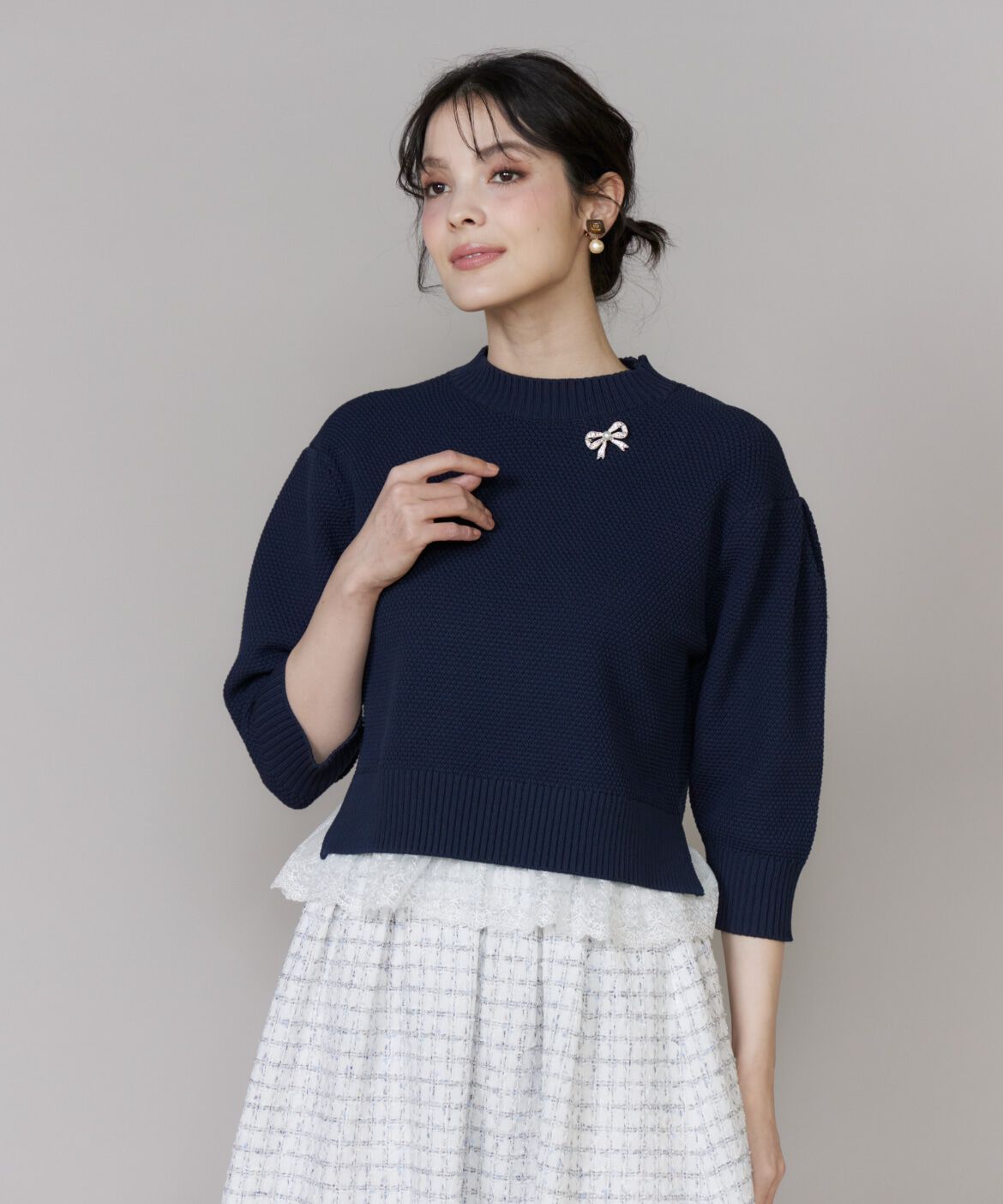 Maglie le cassetto「レースドッキングコンパクトプルオーバー」|ニット・セーター|
