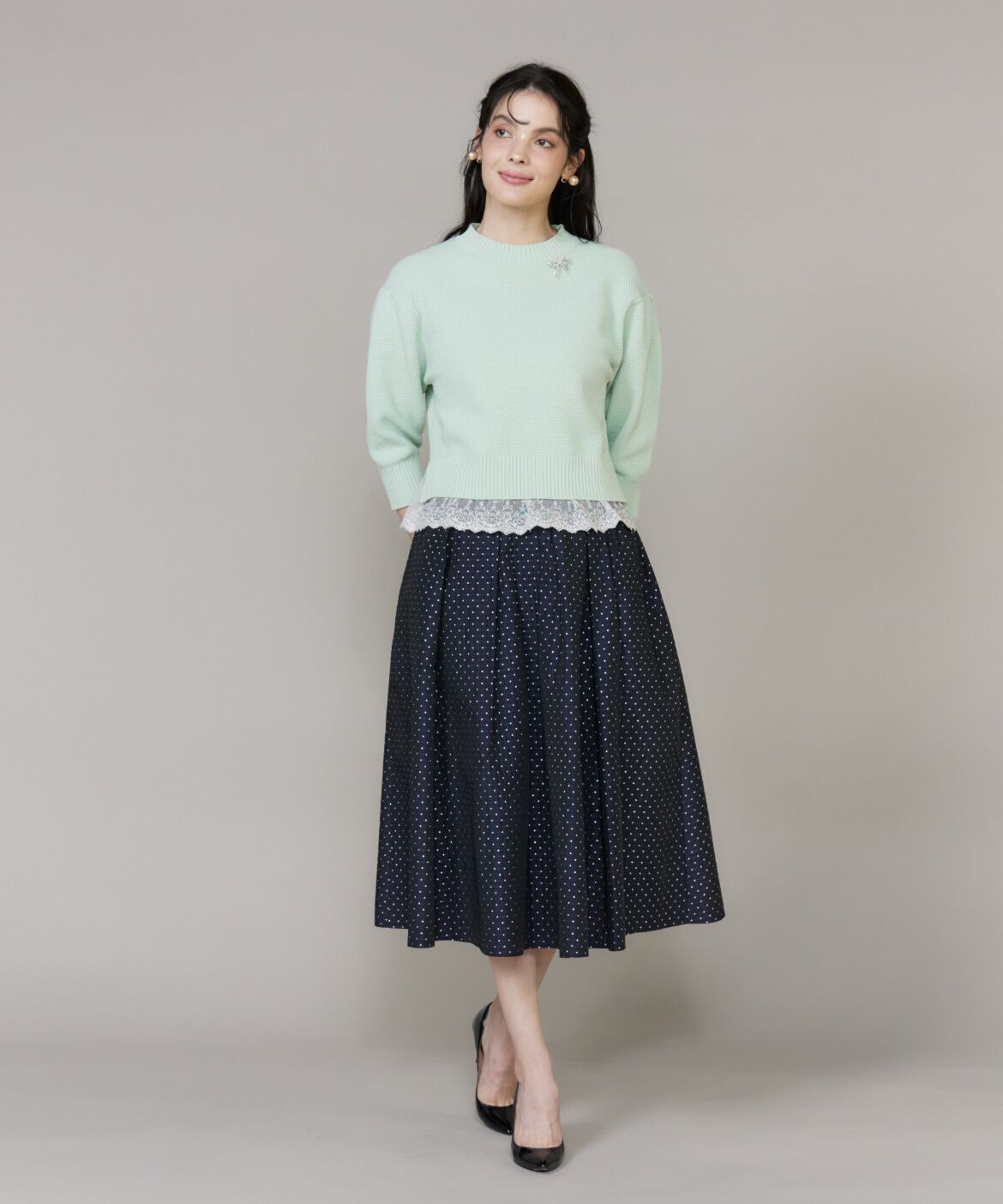 Maglie le cassetto「レースドッキングコンパクトプルオーバー」|ニット・セーター|
