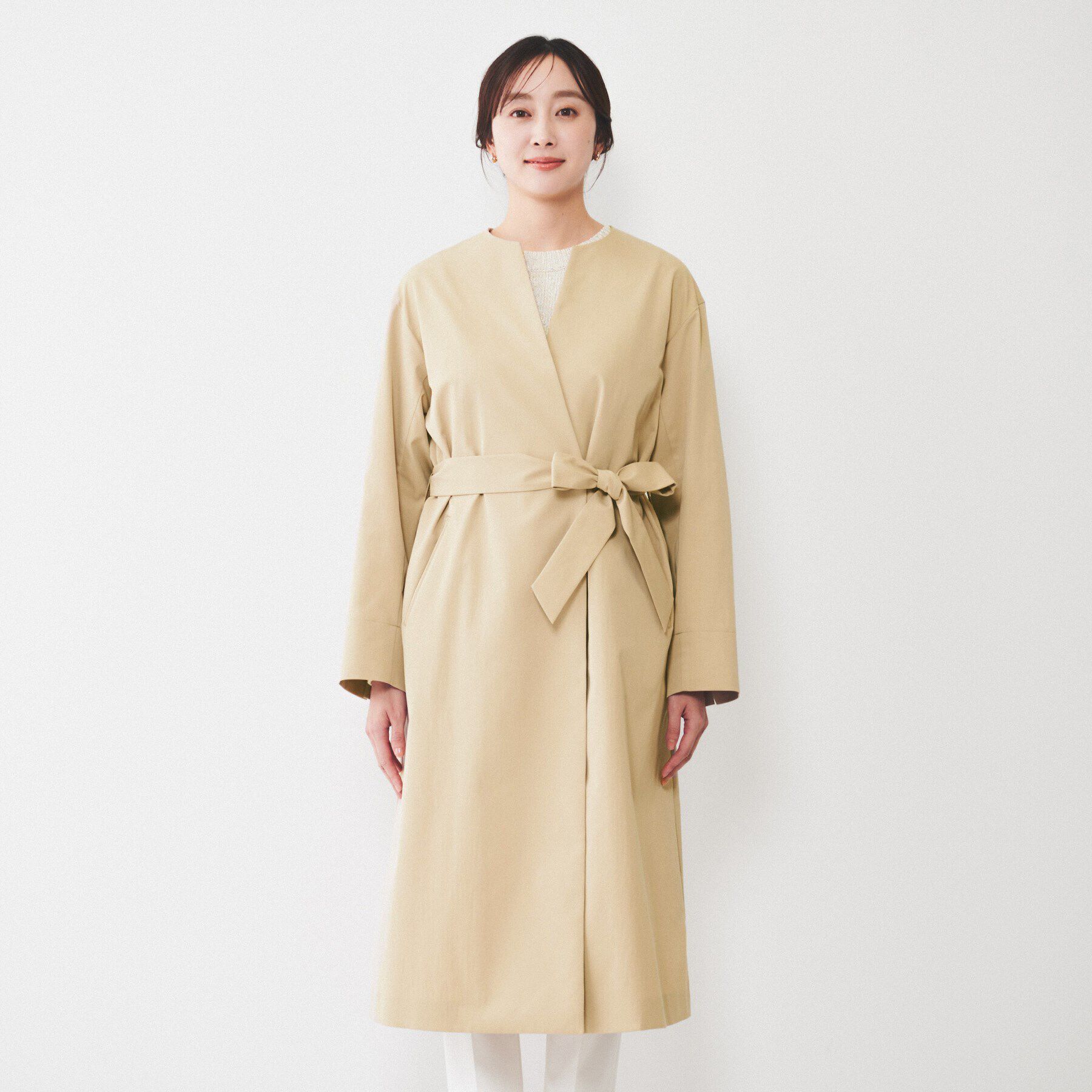 UNTITLED「【撥水】コットンライク ストレッチコート」|ノーカラーコート|