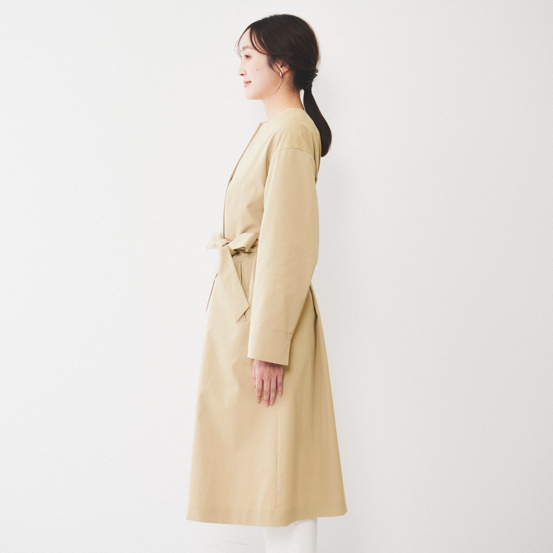 UNTITLED「【撥水】コットンライク ストレッチコート」|ノーカラーコート|