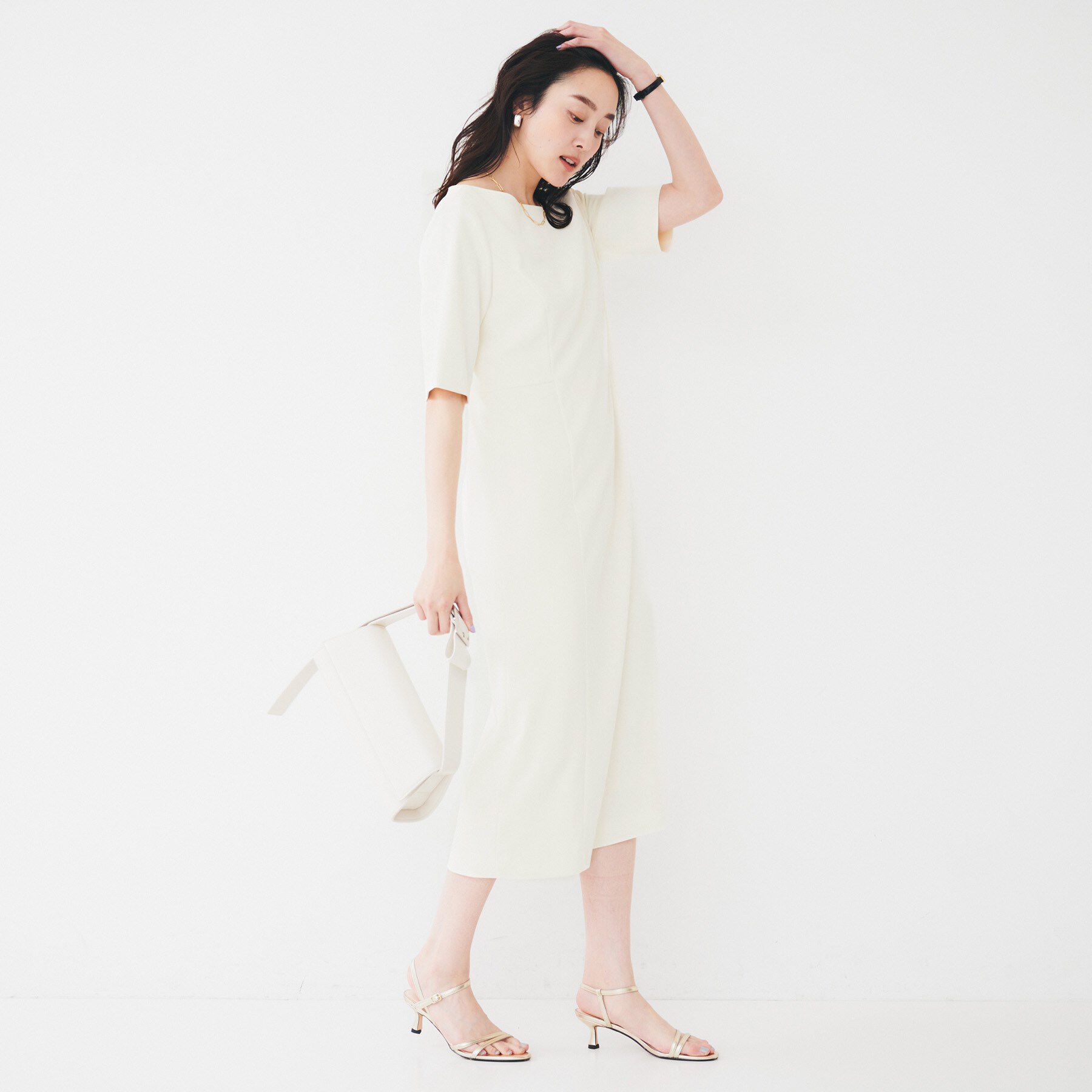 UNTITLED「【きれいめ/上品/夏ワンピ】アシメネックワンピース」|ワンピース|