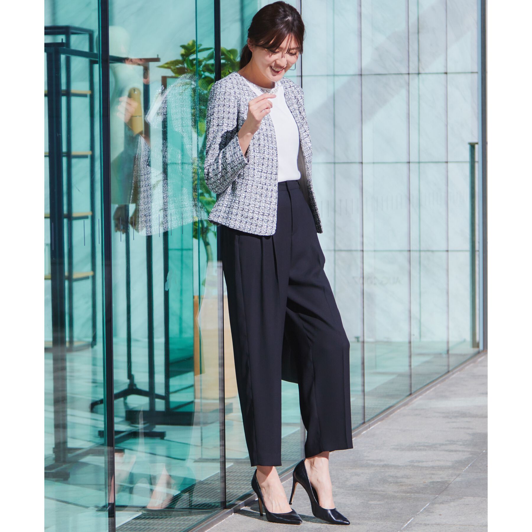 COUP DE CHANCE「【日本製】ファンシーツィードジャケット」|ノーカラージャケット|