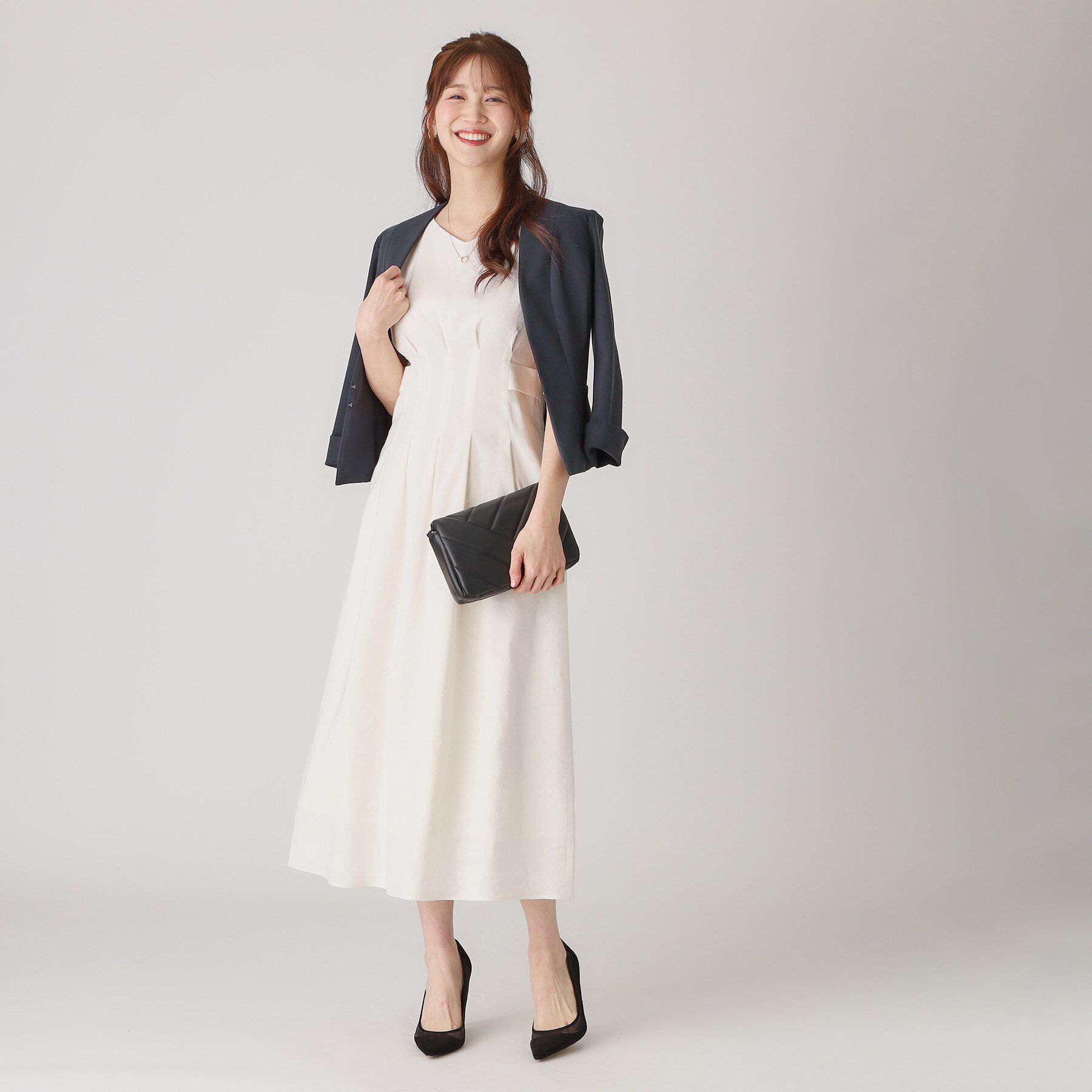 COUP DE CHANCE「【洗える／日本製】細見えカラーレスジャケット」|ノーカラージャケット|