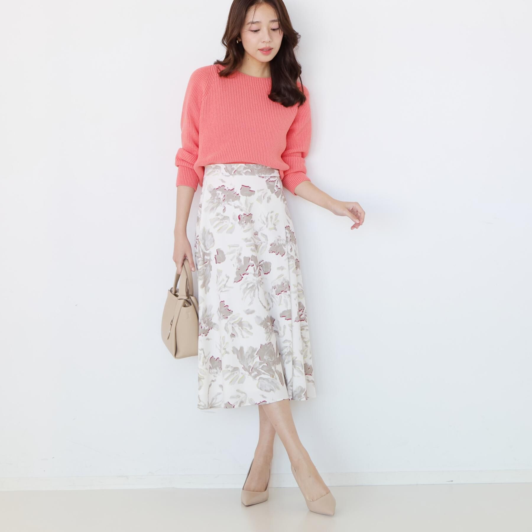 COUP DE CHANCE「【手洗い可／日本製／ウエスト後ろゴム】フラワー柄フレアスカート」|スカート|