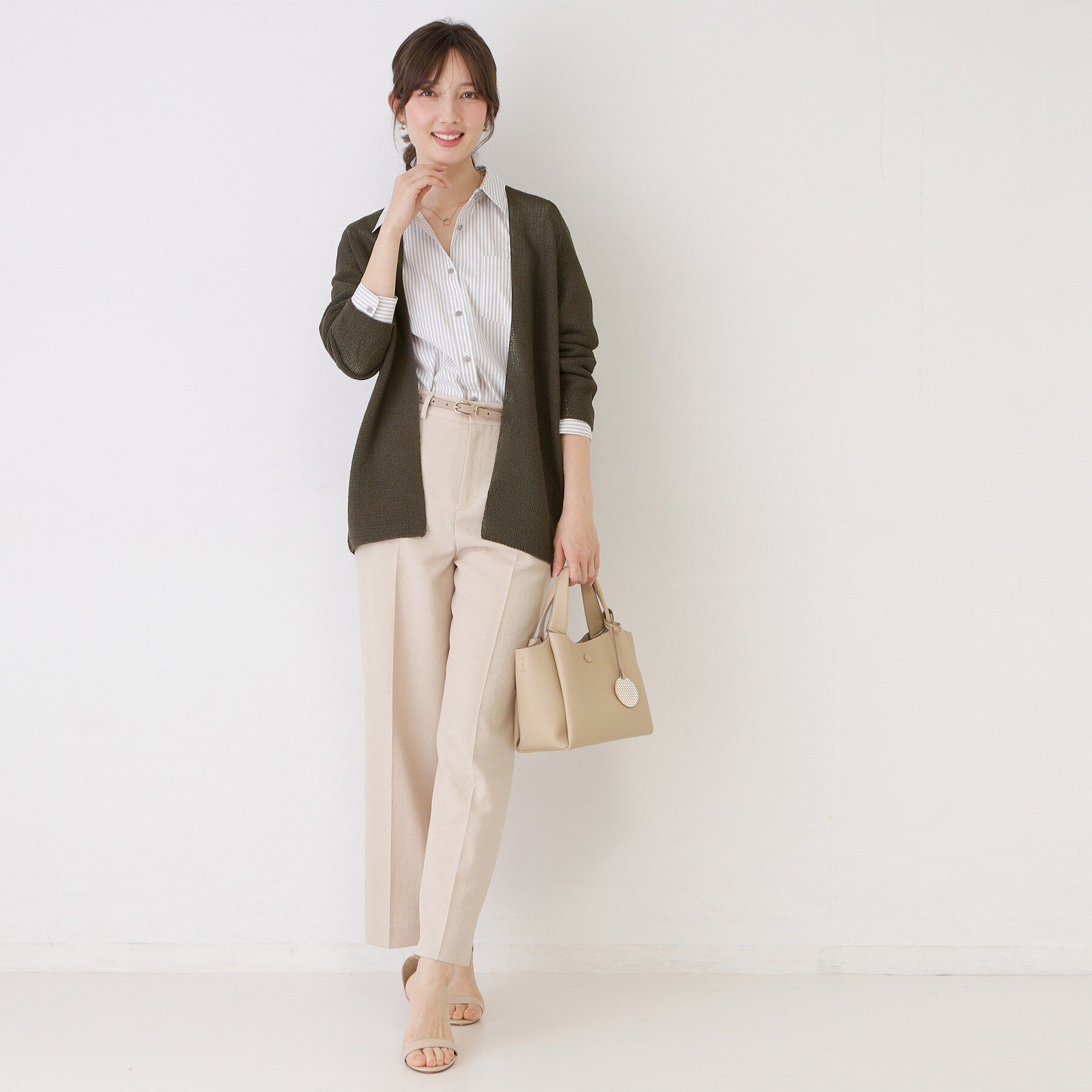 COUP DE CHANCE「【手洗い可／日本製／清涼感／ヒップ丈】麻調着流しカーディガン」|カーディガン|