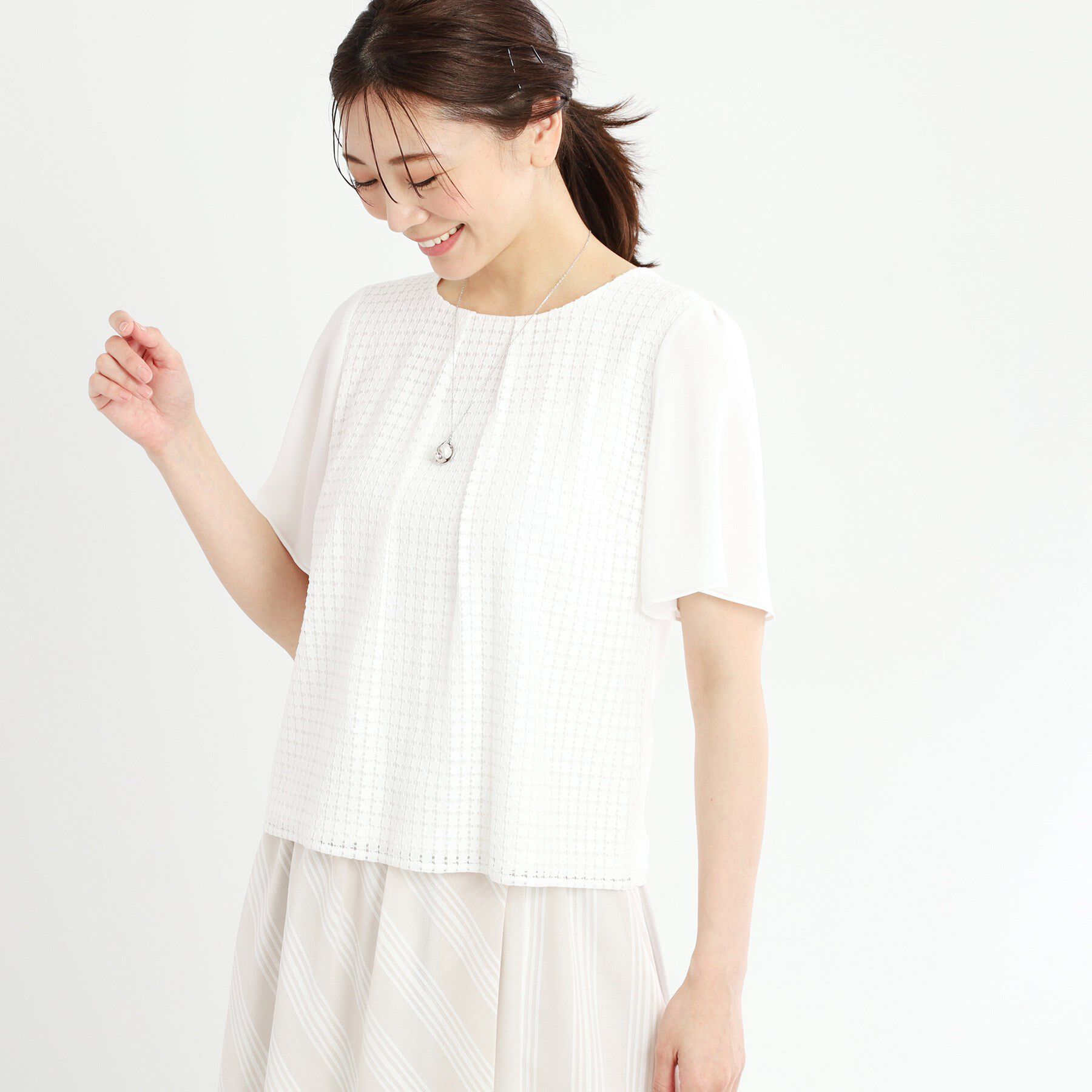 Reflect「【夏SALE／手洗い可】幾何柄レースブラウス」|シャツ・ブラウス|