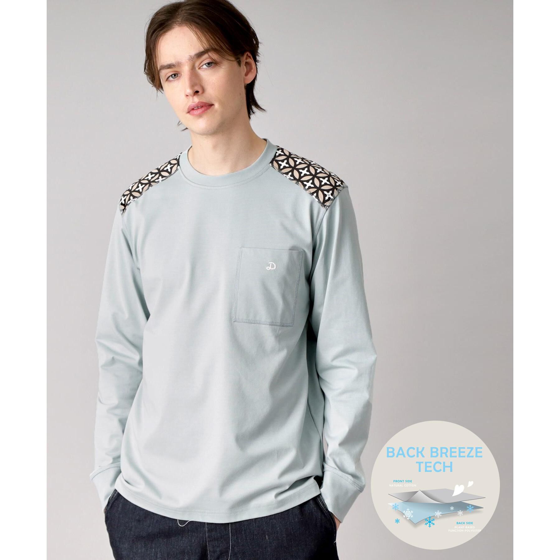 DRESSTERIOR「【接触冷感/UVカット】BACK BREEZE TECH ロングTシャツ」|Tシャツ・カットソー|ミントグリーン(02